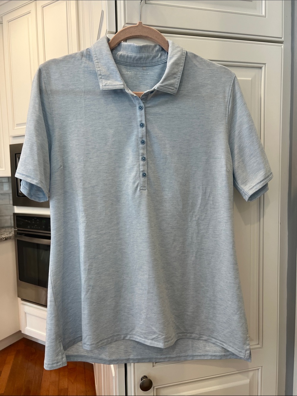 Travis Mathew Pale Blue Men’s Polo - Short Sleeve Button Placket